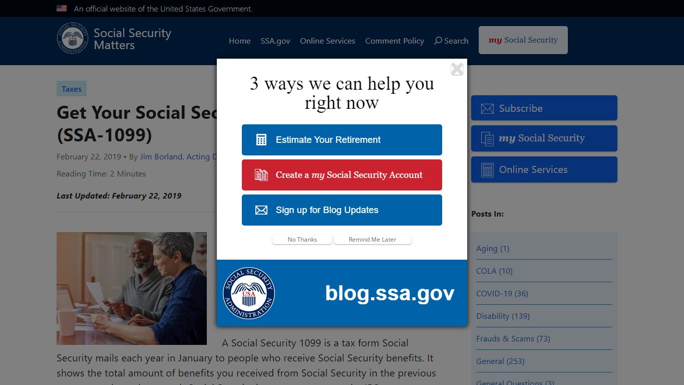 Get Your Social Security Benefit Statement (SSA-1099)